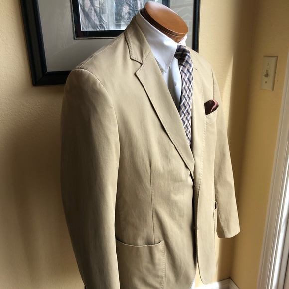 Kroon 2 Button Medium Weight Tan Cotton Jacket Size 40R - Picture 8 of 15